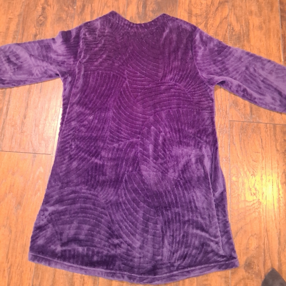 EUC ME Size Medium Purple Plush Fleece Zip Front Loungewear Robe!! - Picture 11 of 12
